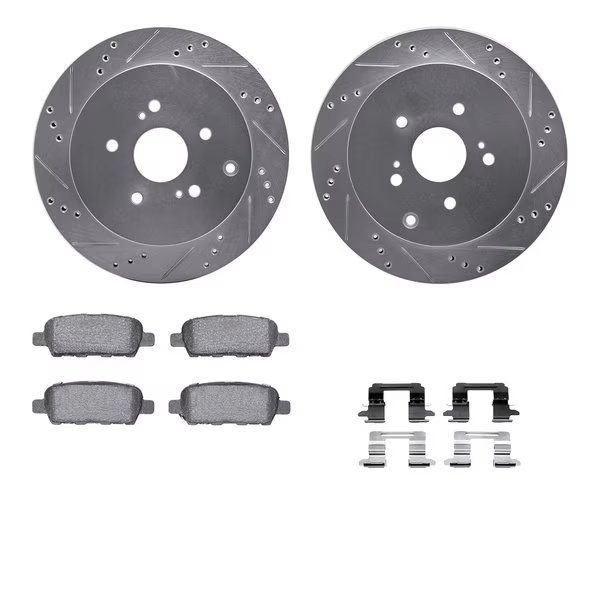 7312-01012, Rotors-Drilled, Slotted-SLV w/3000 Series Ceramic Brake Pads incl. Hardware, Zinc Coat, Dynamic Friction Co, Mfr#: 7312-01012